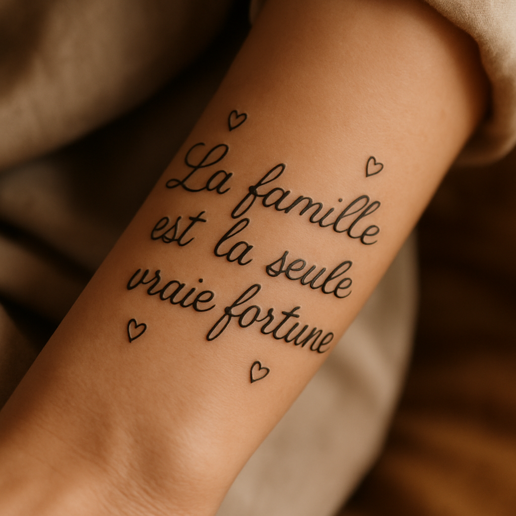 découvrez des idées inspirantes de tatouages de phrases sur la famille et explorez leurs significations profondes pour exprimer l’amour et le lien familial à travers un tatouage unique.